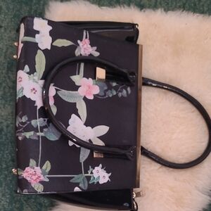 Chic Black Floral Tote Bag